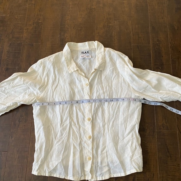 Flax white linen button down blouse - Picture 3 of 9